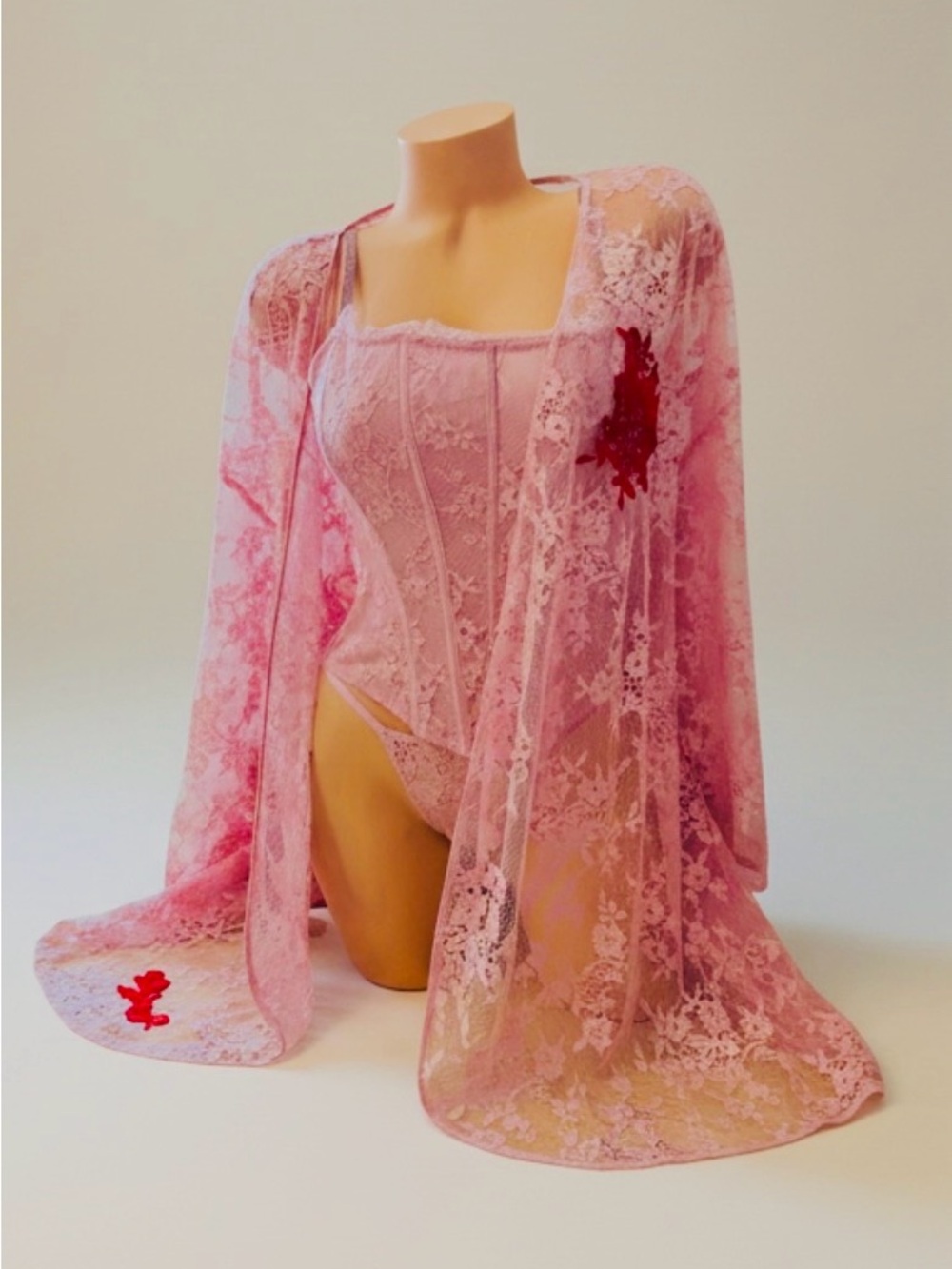Victoria’s Secret Dream Angels Dare Lace Robe & Twinkle Strap Lace Corset Set M